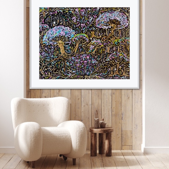 Dark Forest Art Print of Oil Painting Magical Fantasy woodland medieval fairy - Picture 3 of 8